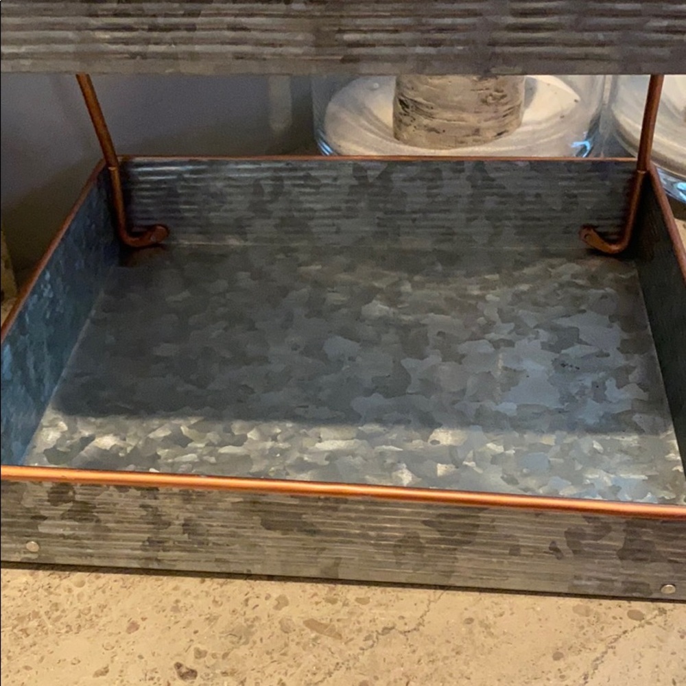 Galvanized steel and copper two tier serving trays - Picture 2 of 6